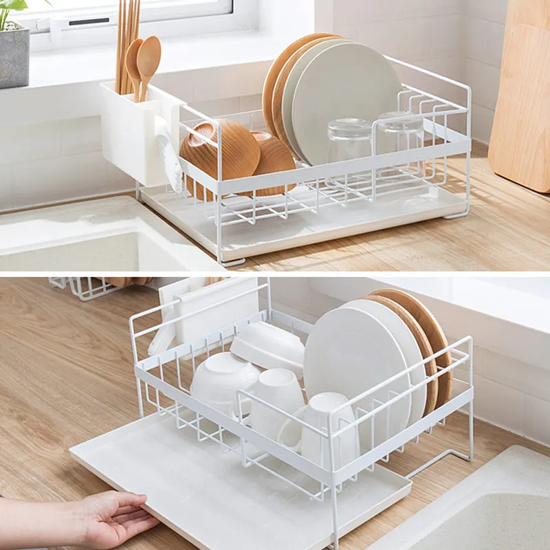 Сушилка для посуды большая сушилка с поддоном капель столовые приборы корзины