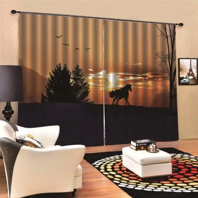 

Custom Used for 3D Photo Window Curtain Living Room Bedroom horse modern curtains room printed curtains