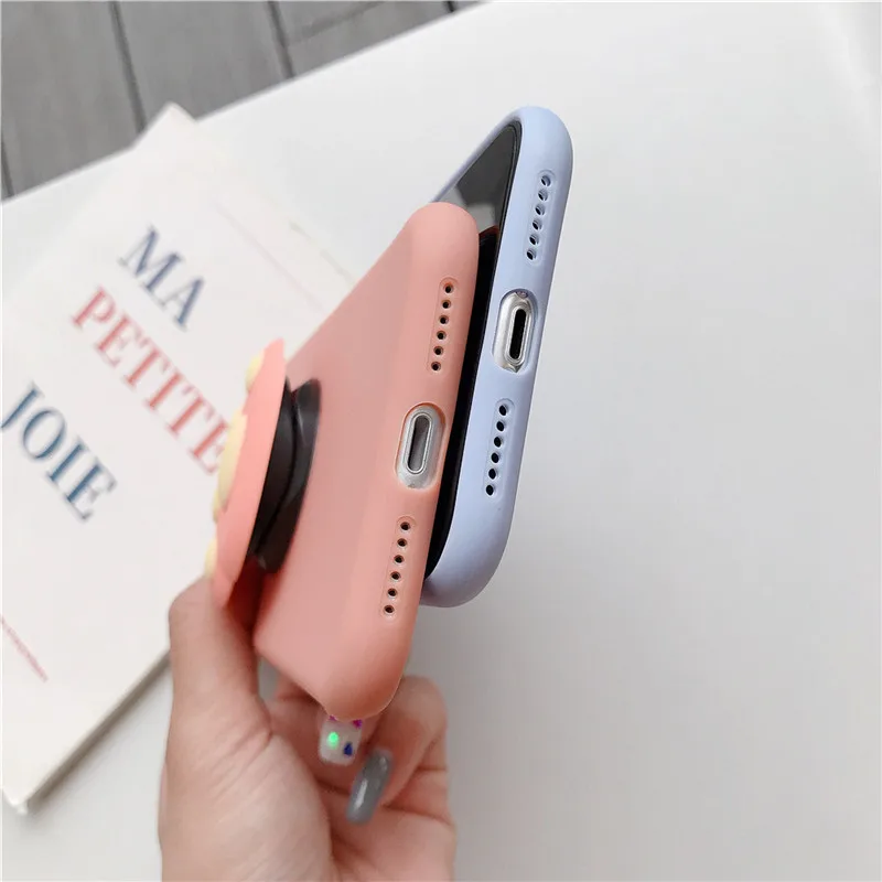 Cute Cartoon Mouse Holder Ring Silicone TPU Case For iPhone 11 Pro Max XR X XS 6 6S 7 8 Plus Floret Bracket Phone Cover | Мобильные