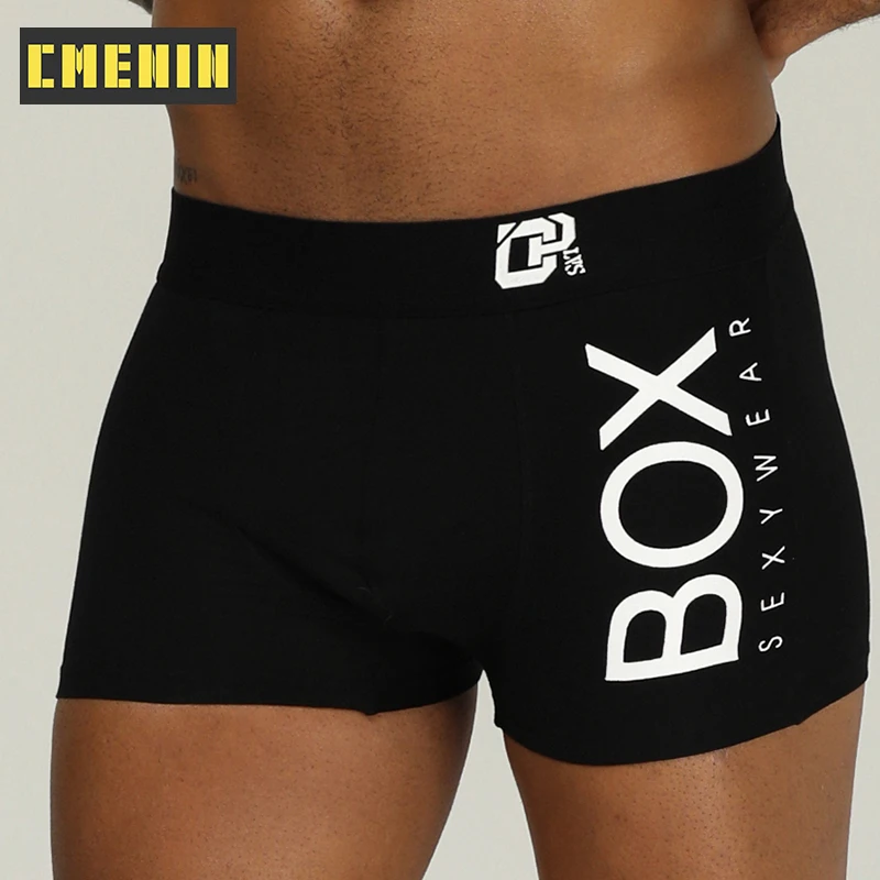 

CMENIN Sexy Men Underwear Boxer Cueca Male Panties Cotton Breathable Lingeries For Mens Underpants Boxershorts Black White OR212