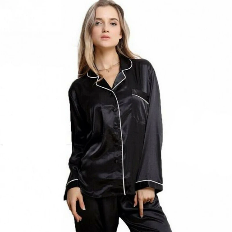 Hirigin Women Girl Silk Satin Pajamas Set Pyjama Sleepwear Nightwear Loungewear Homewear Casual female clothes S-XL soft 100% | Женская