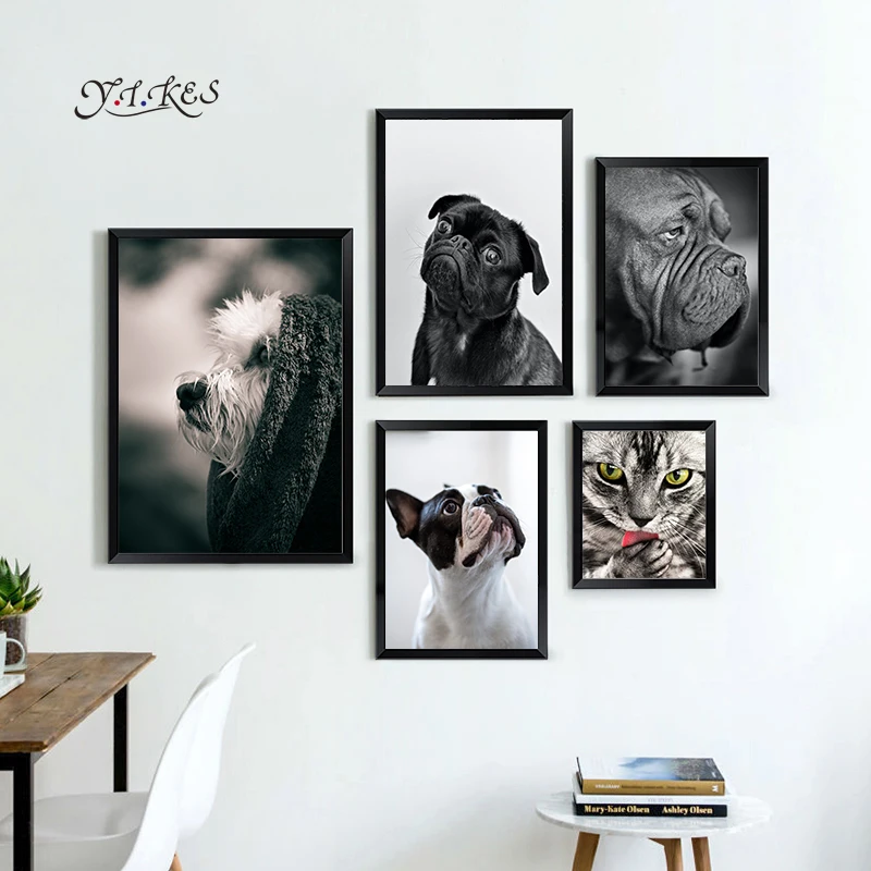 Скандинавский современный минималистский плакат с милыми кошками и собаками