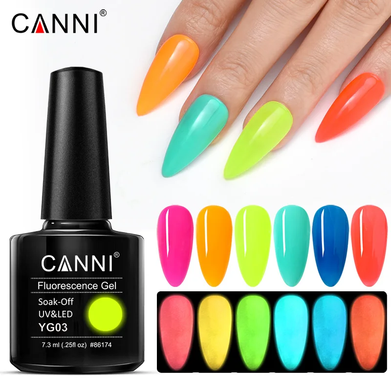 CANNI 2021 Новое поступление 7 3 мл 6 цветов флуоресцентный Гель-лак YG01-YG06 светящийся