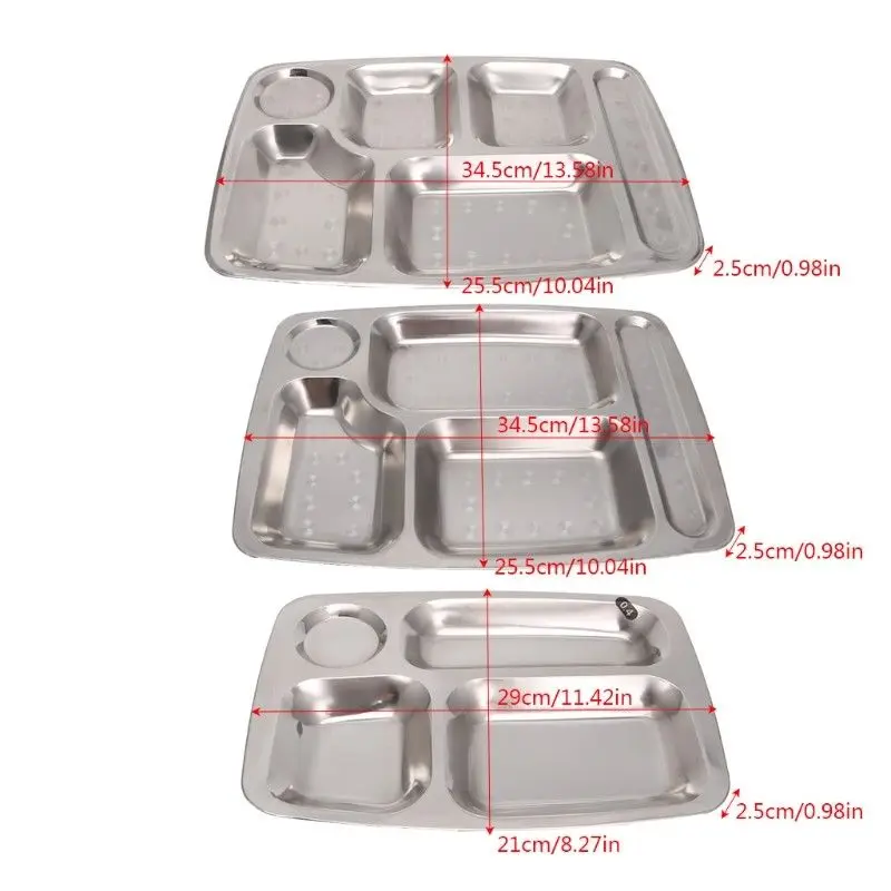 

Stainless Steel Kids Snack Tray School Food Lunch Box Plate Suitable For Picnics Cafeterias Convalescent Homes Hospitals Etc