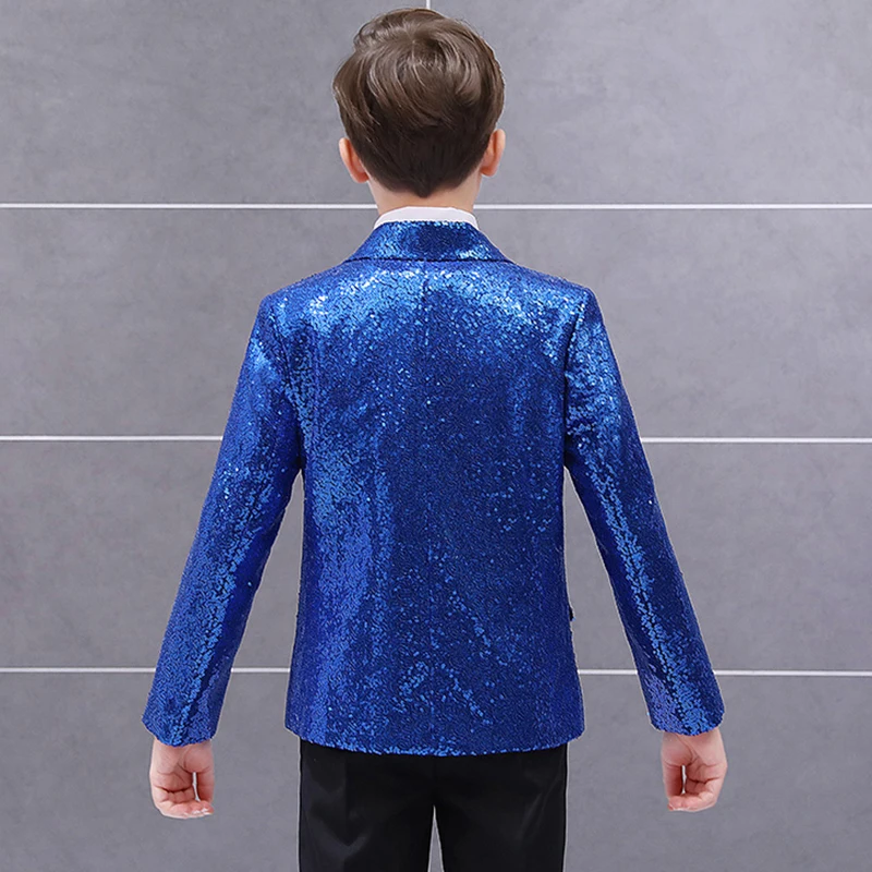 

Hip Hop Costumes Boys Sequined Coat Hosting Flower Girl Dress Blazer Kids Jazz Clothing Children Stage Performance Wear