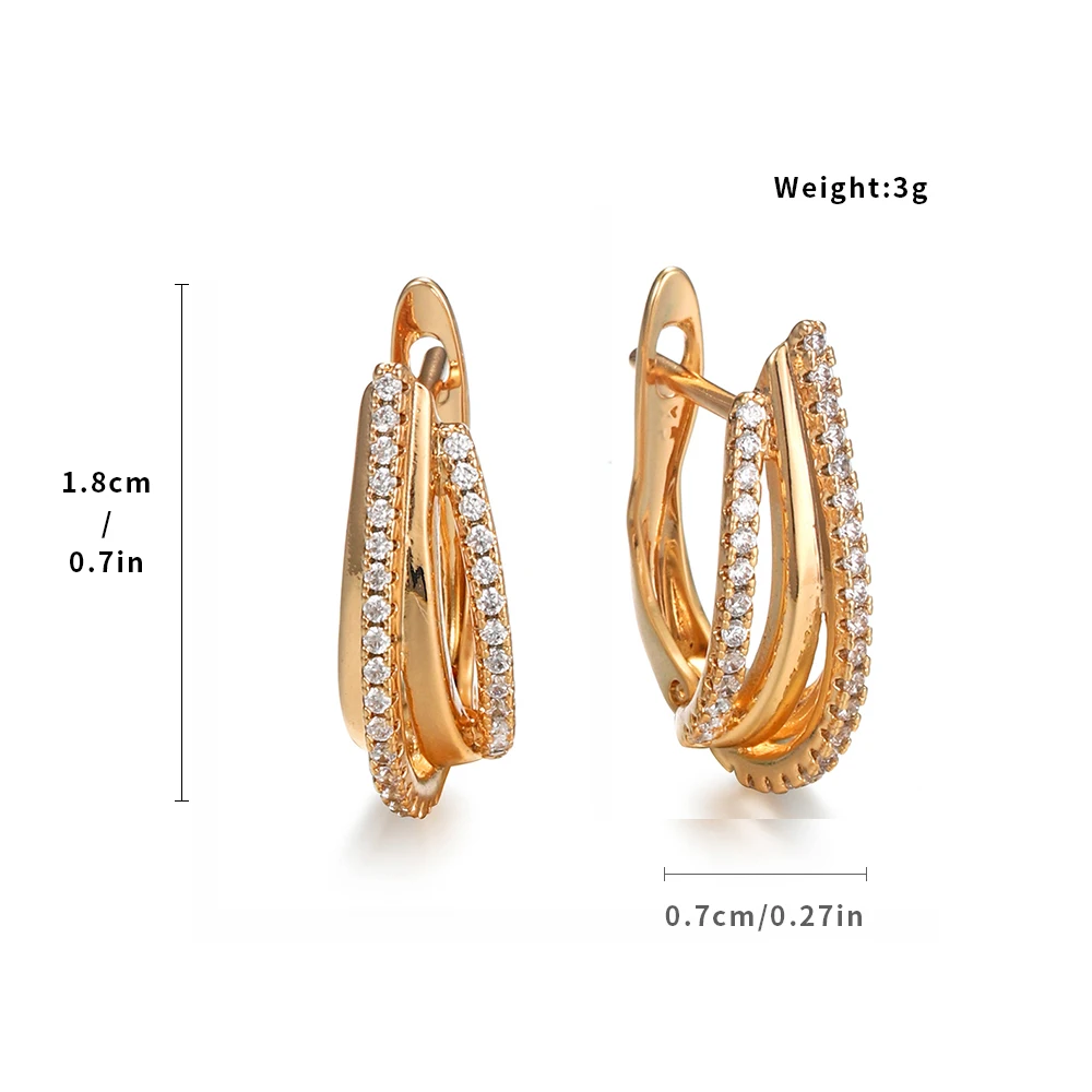 

Harong 585 Rose Gold Color Stud Earrings Punk Jewelry Party Weddings Copper Pretty Mini Natural Zircon Earring Girl Women Gift