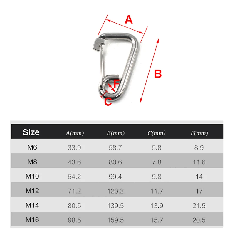 304 Stainless Steel M4 M5 M6 Multifunctional Spring Snap Carabiner Quick Link Lock Ring Hook Marine Grade Climbing Key | Обустройство