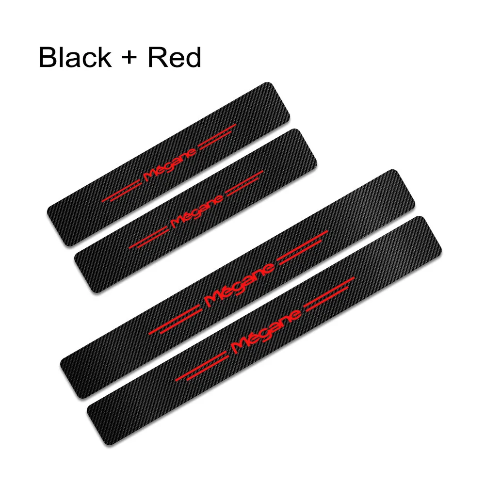 Black Red 4 шт./компл. автомобиля порога наклейки для Renault Megane 2 3 Scenic 4 в 1 Авто дверные ручки входной двери охранник углеродного волокна протектор Аксессуары - Название цвета: Black Red