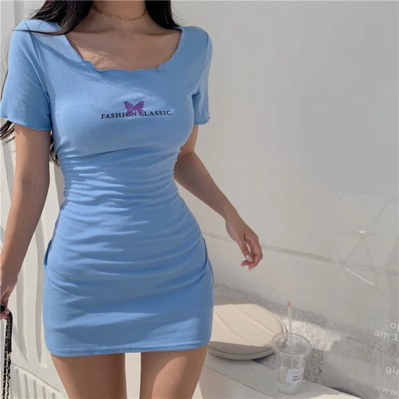 

Женское летнее Мини-Платье с принтом бабочки, коротким рукавом и рюшами, RD1R