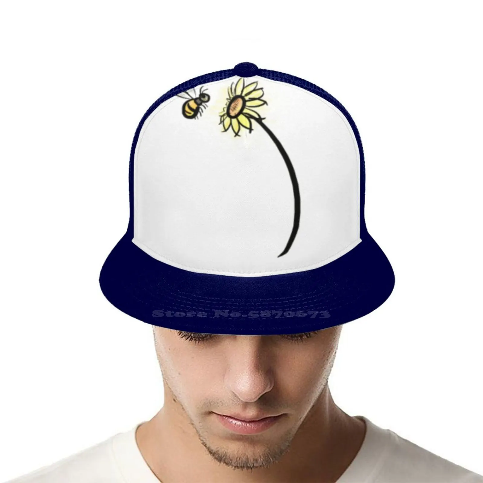 Шапка в стиле хип-хоп с пчелами и ромашками | Аксессуары для одежды