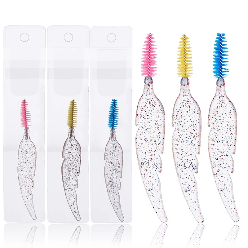 

3 Pcs Cosmetic Brushes Feather Shape Eyelash Brush Eyebrow Brush Beauty Makeup Crystal Shining Lash Brush Eyelash Makeup Tool