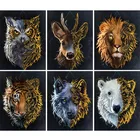 Алмазная животная роспись, набор для алмазной вышивки 5D сделай сам, голова тигра, круглая стразы, вышивка крестиком, украшение для дома