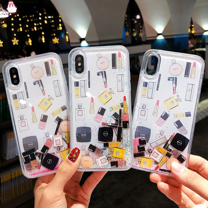 Губная помада Quicksand чехол для iPhone X XR XS MAX 6 6S 7 8 Plus динамическая жидкая блестящая