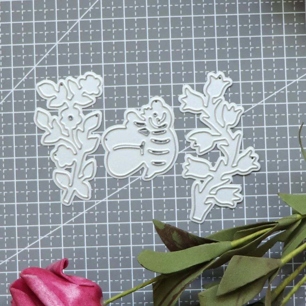 

Flower Branch Bee Decoration Metal Steel Frames Cutting Dies DIY Scrapbooking Photo Album Embossing Paper Cards