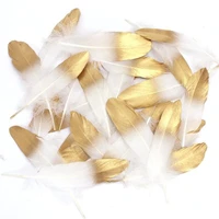 10pcs dipped gold feathers decoration for crafts jewelry making accessory diy natural white goose plumes wholesale 6 8inches