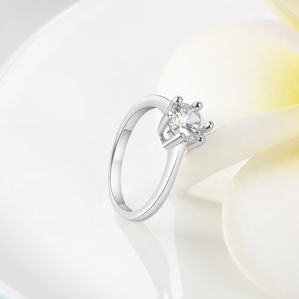 Серебряное 925 Кольцо для женщин простое круглое обручальное кольцо кубический