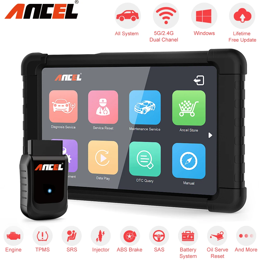 Автомобильный сканер Ancel X5 OBD2 полная система WIFI Easydiag ABS SRS EPB DPF инструменты сброса