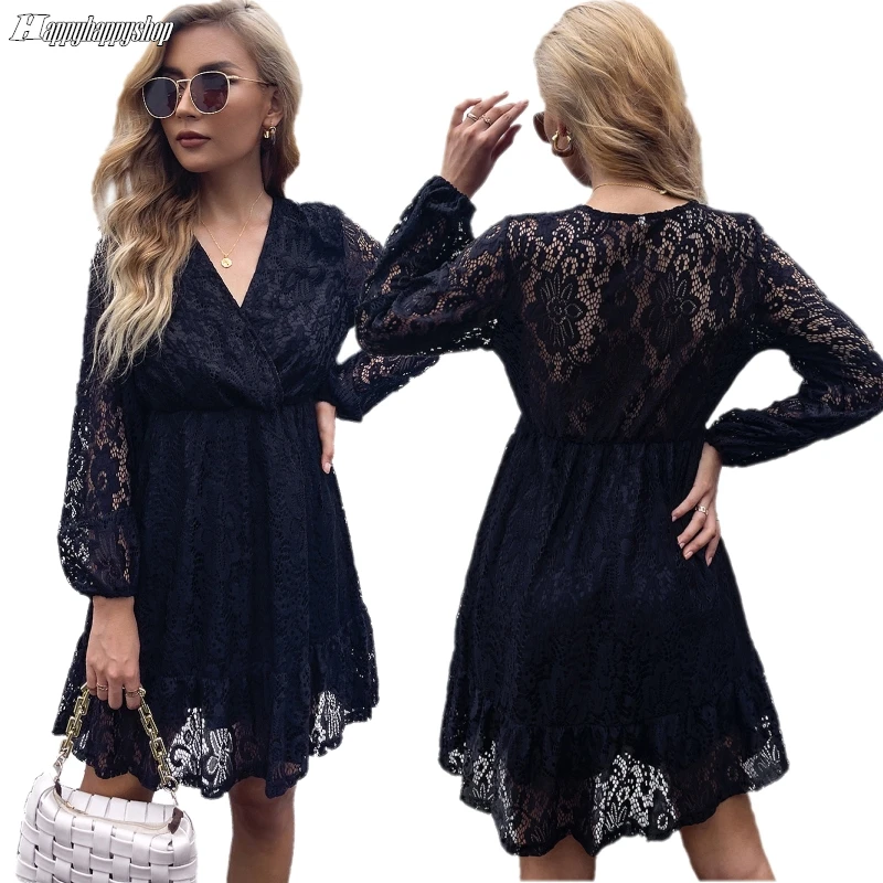 Осеннее женское кружевное ажурное платье сексуальное приталенное коктейльное
