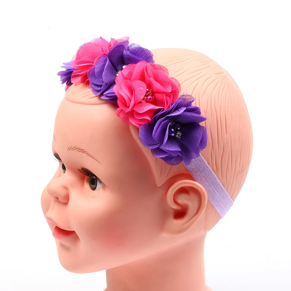 girl baby headband Infant hair accessory clothes band Lace Flower newborn Headwear hairband Gift Toddlers Turban Rainbow | Детская