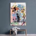 Современные граффити, уличная живопись, принты на холсте, постеры и принты на тему любви и любви, Декор стен комнаты, современный