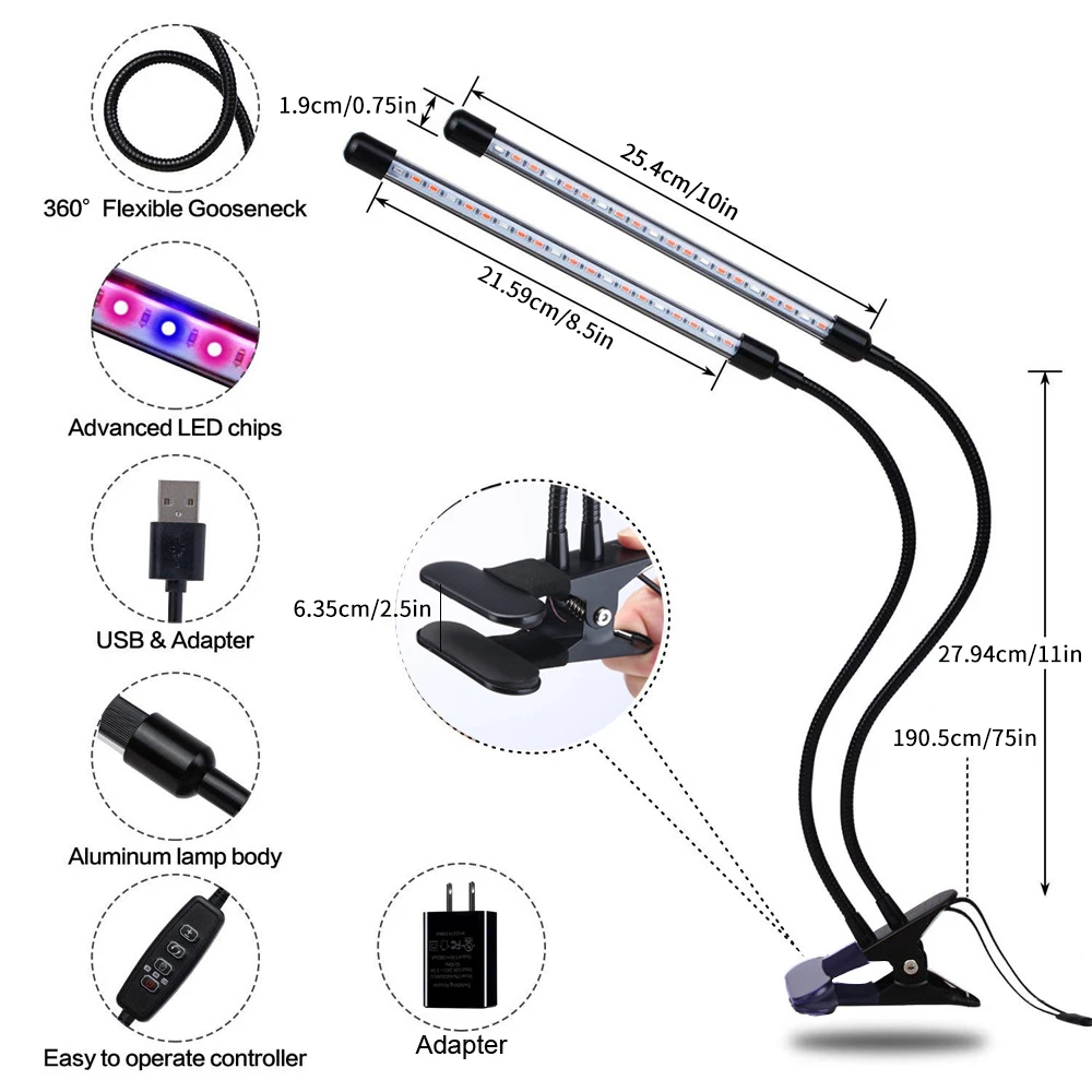 

LED Grow Light USB Phyto Lamp Full Spectrum Fito Lamp With Control For Plants Seedlings Flower Indoor Greenhouse Growing lamps