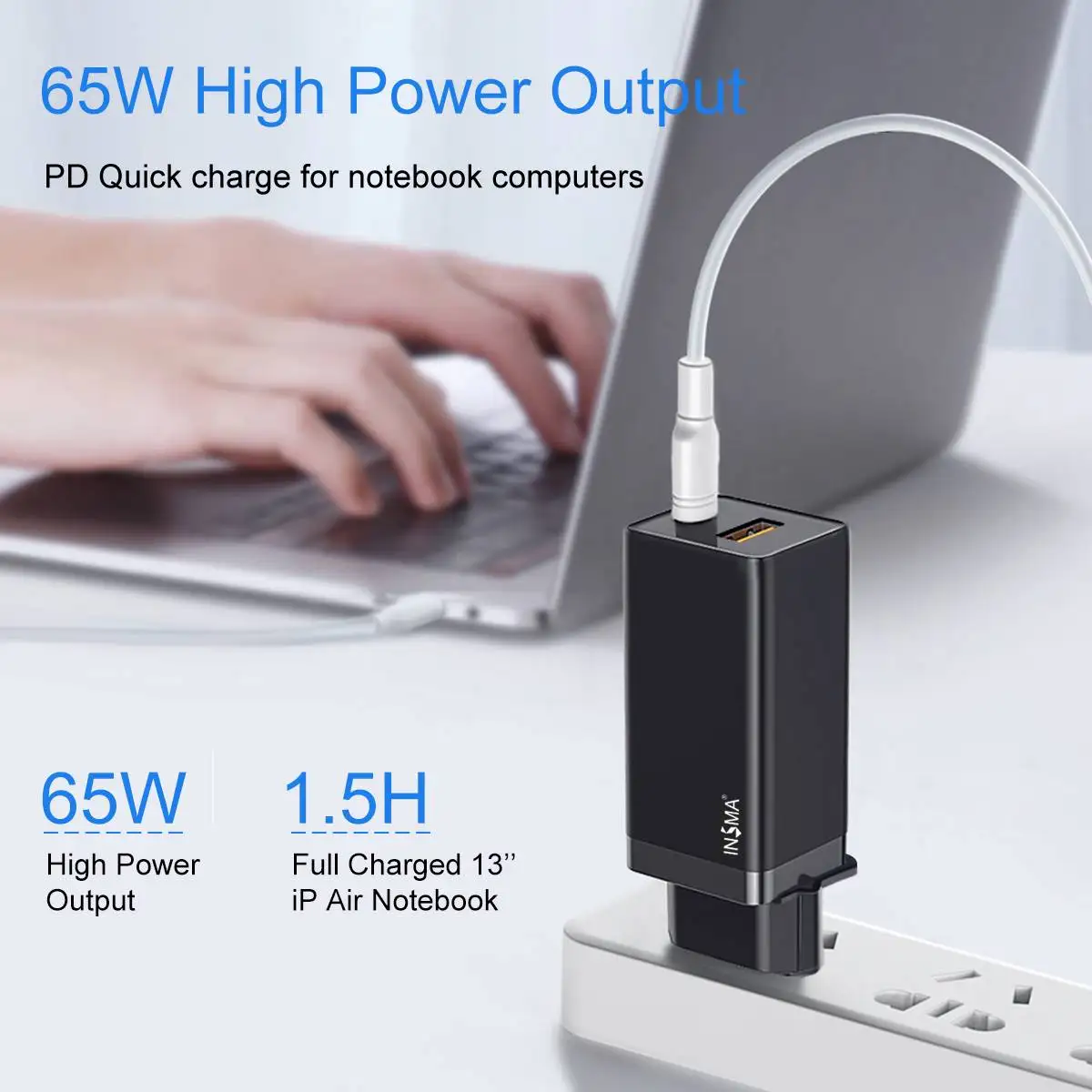 

GaN 65W Quick Charger QC3.0 Type C PD Wall Charging Dual USB Charge Fast Charger Adapter For iPhone 12 11 Xiaomi Laptop Huawei