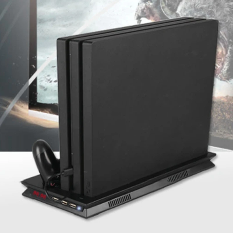 Вертикальная подставка с охлаждающим вентилятором для PS4 Slim/Pro/Обычная Playstation 4
