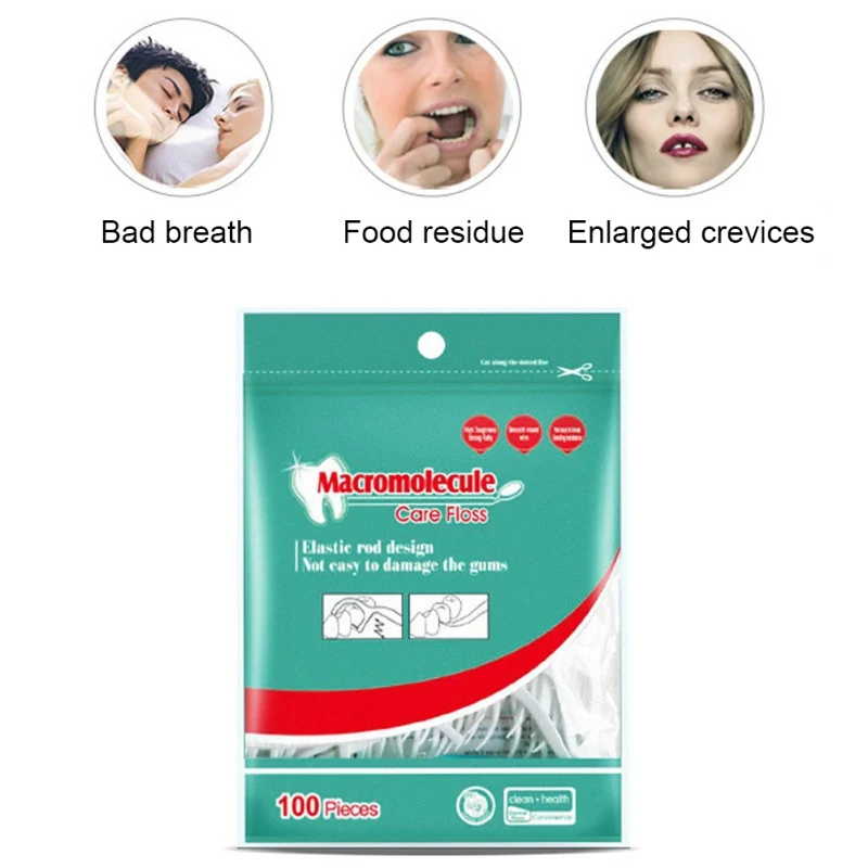 

100pcs Portable Dental Floss Teeth Sticks Oral Care Hygiene Toothpick Individual Package Polyethylene Dental Flosser With Box