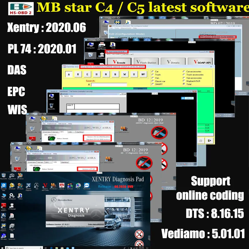 Автомобильное диагностическое программное обеспечение 512G SSD для сканера OBD2 MB Star