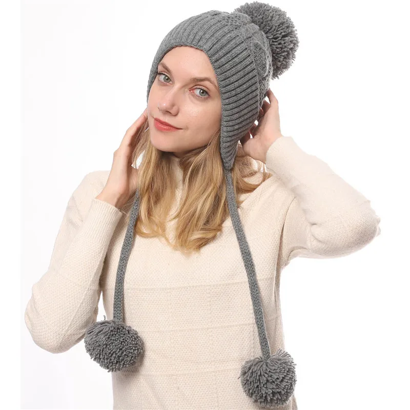 Женская зимняя теплая шапка для девочек Элегантная Дамская вязаная крючком