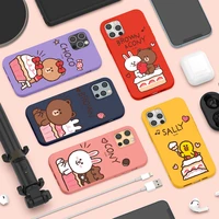 line friends mobile phone case imitation liquid silica super breathable protective case mobile phone cover for iphone 13
