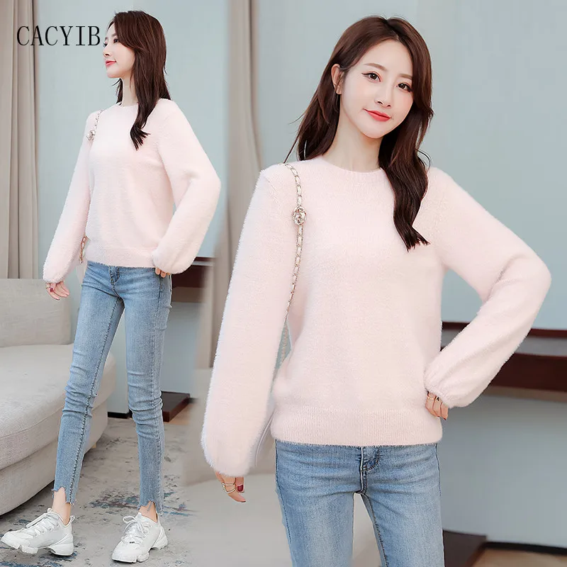 

Women's loose, sweet and fashionable outerwear and underwear sweaters for Autumn and winter 2020. Pullovers with round neck swea