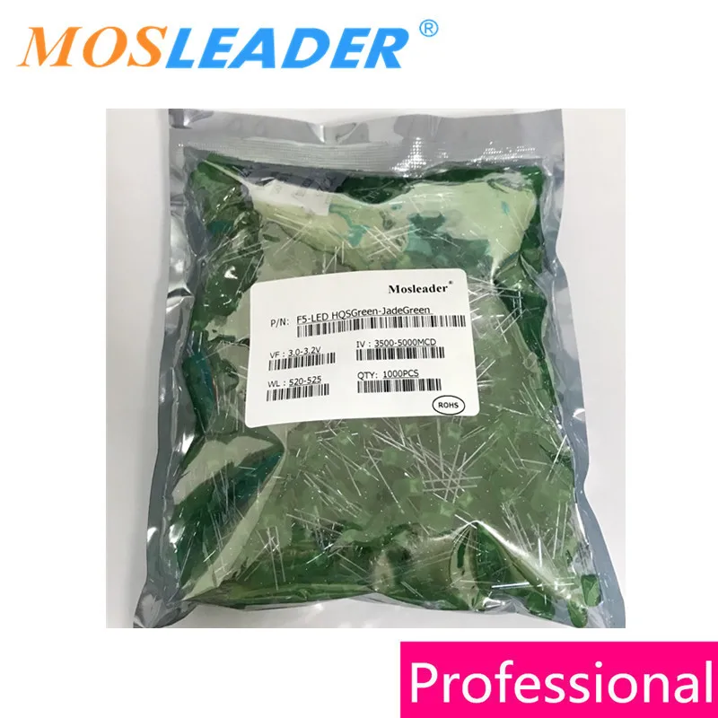 Mosleader DIP LED 5mm F5 1000PCS Red Blue Yellow Green Orange amber Light Lamp Short pins 15-17MM Round head Made in China | Электроника
