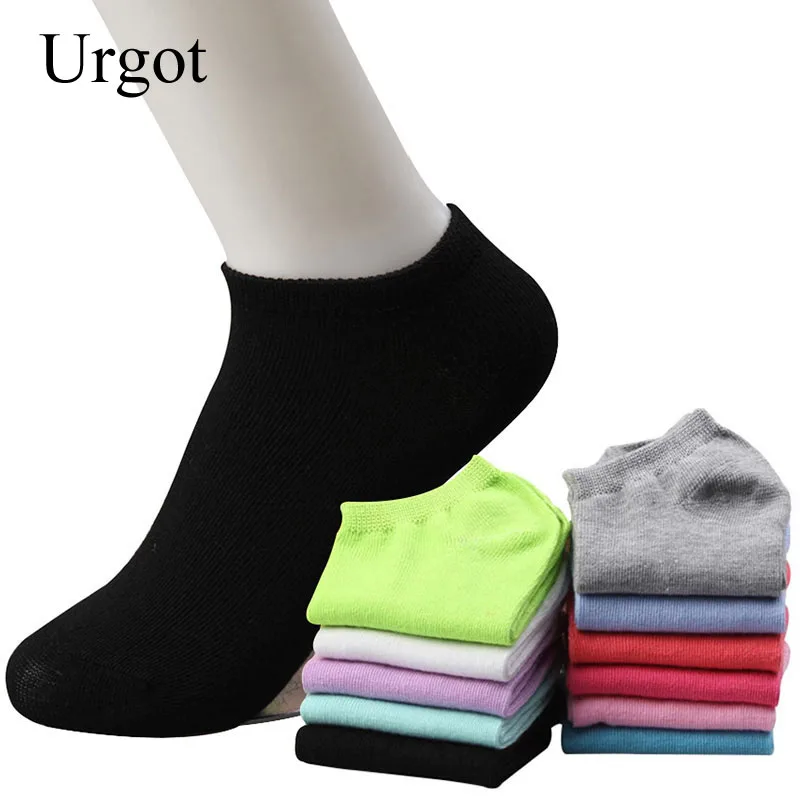 Urgot, 20 шт. = 10 пар/лот, женские короткие носки ярких цветов, Забавные милые однотонные носки-башмачки, женские носки для девушек, художественные короткие носки