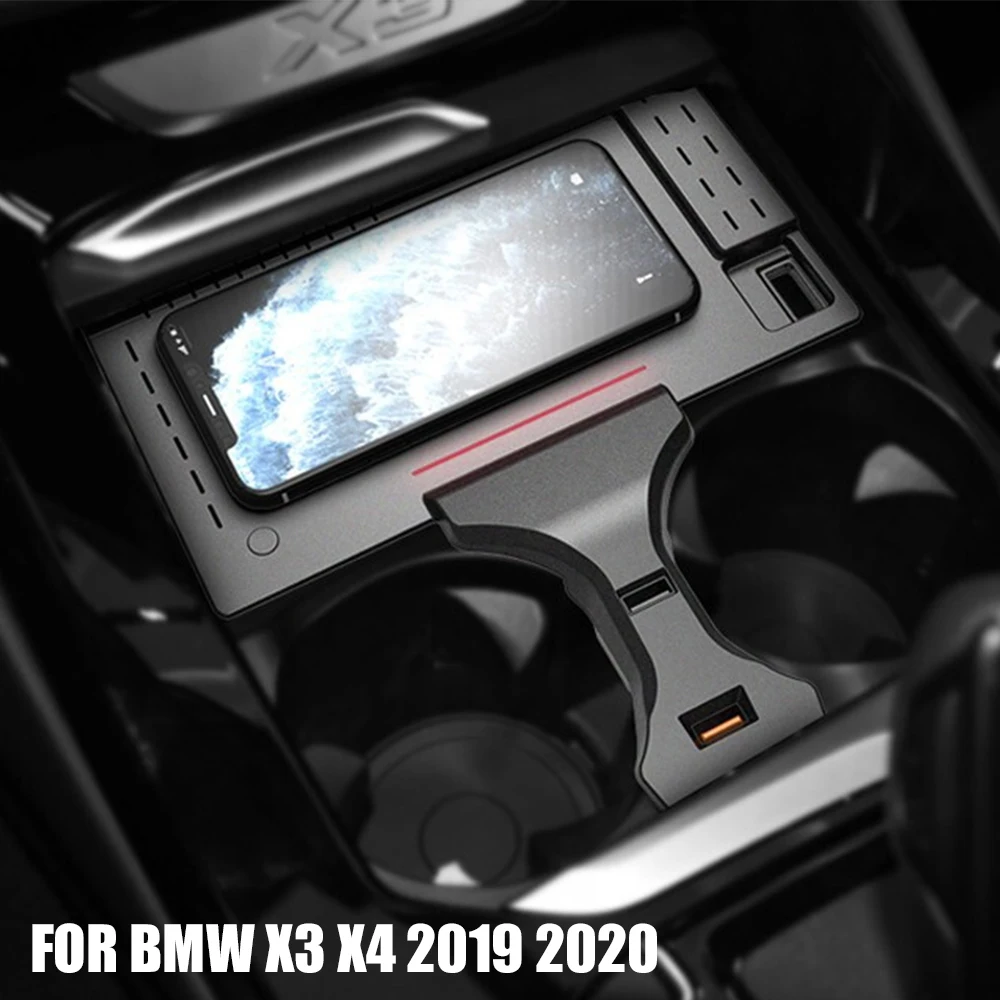 QI 15W Car Wireless Charger plate mobile phone holder accessories Suitable for BMW X3 X4 2019 2020 USB Phone Charging Plate