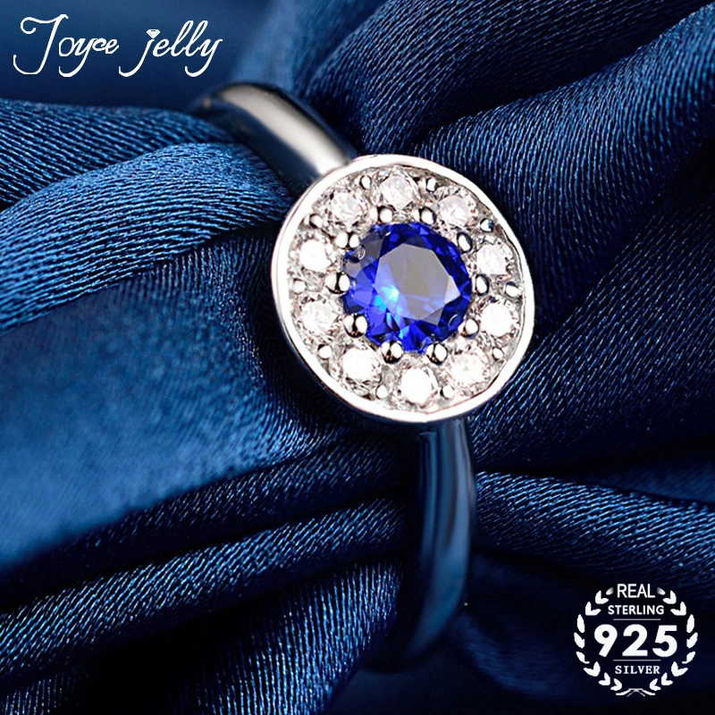 

JoyceJelly Trendy Rings for Women 925 Sterling Silver Ajustable Wedding Jewelry Ring Sapphire Gemstone Wedding Gifts Wholesale