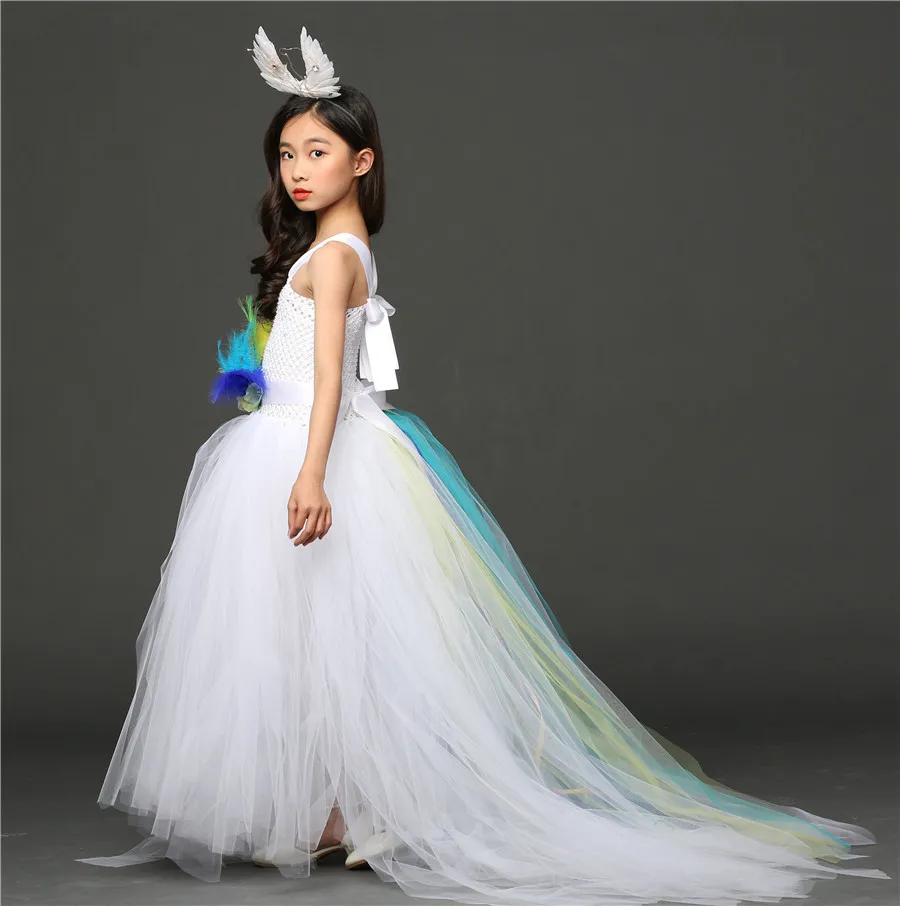 

Уникальные вечерние платья для костюмированной вечеринки с павлином для девочек на Хэллоуин; Винтажные Детские платья-пачки с павлином для девочек; Одежда для малышей