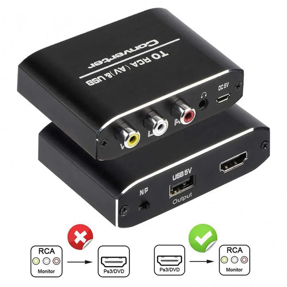 

Мини-адаптер высокой четкости 1080P HDMI-совместимый с AV CVBS/RCA преобразователь Аудио Видео для ТВ проектора