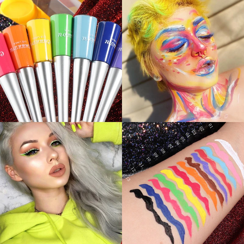 

17 Colors Neon Liquid Eyeliner Pencil Waterproof Colorful Blue Green Yellow White Eye Liner Pen Women Makeup Eyes Cosmetics