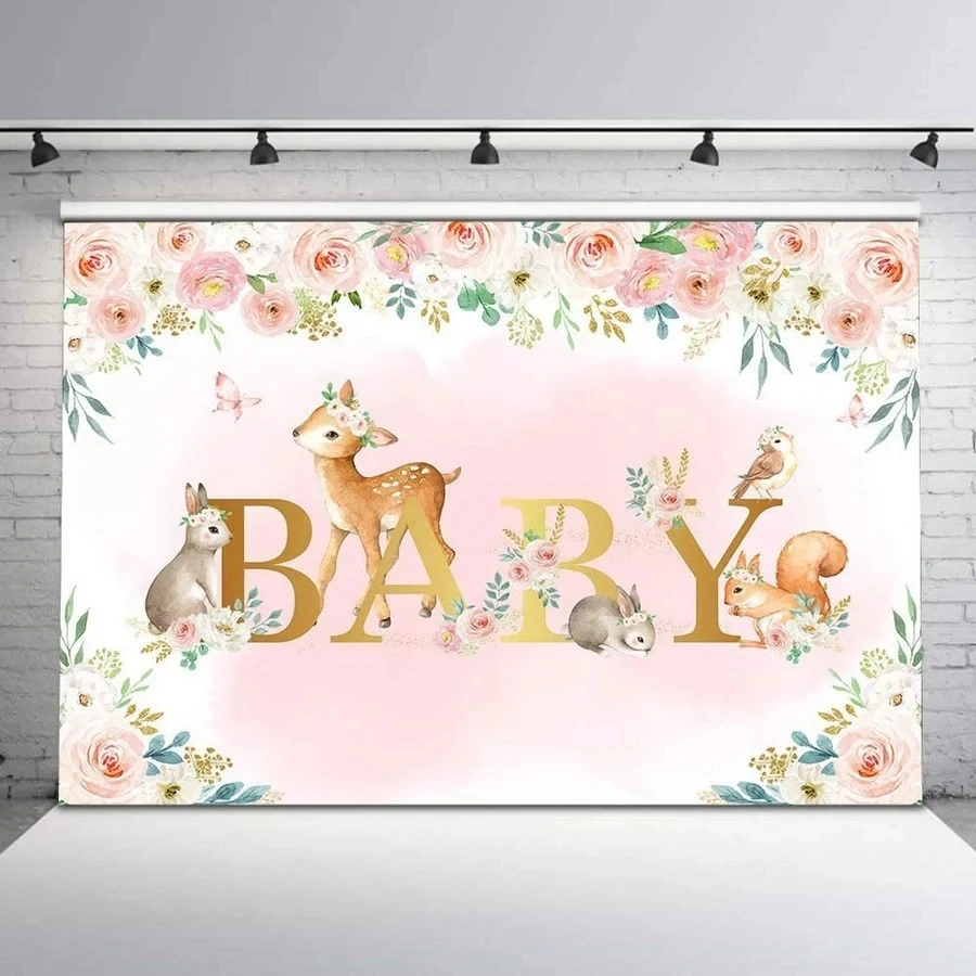 Cartoon Deer Squirrel Photography Backgrounds Newborn Birthday Party Decor Photo Booth Studio Prop | Дом и сад
