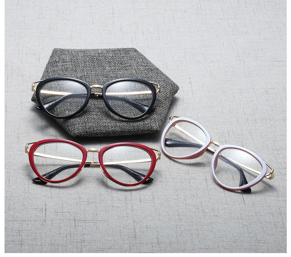 Модные женские очки Cateye, оправа, прозрачные Модные оптические очки, оправа для женщин, крутые очки кошачий глаз, металлическая оправа, очки