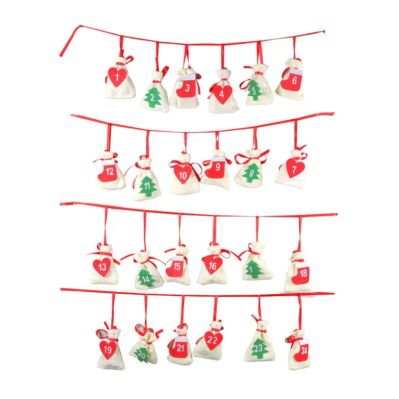 Рождественский Адвент календарь 24/31 дней подвесная гирлянда конфета подарок