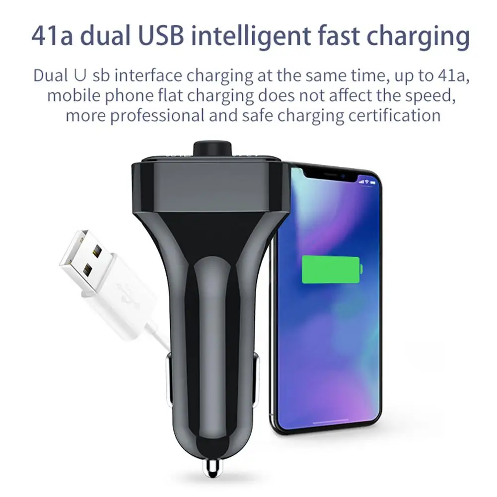 FM Transmitter Wireless Bluetooth 5.0 Handsfree Car MP3 Player Kit Modulator Dual USB 3.1A F6 Charger Colorful LED | Электроника