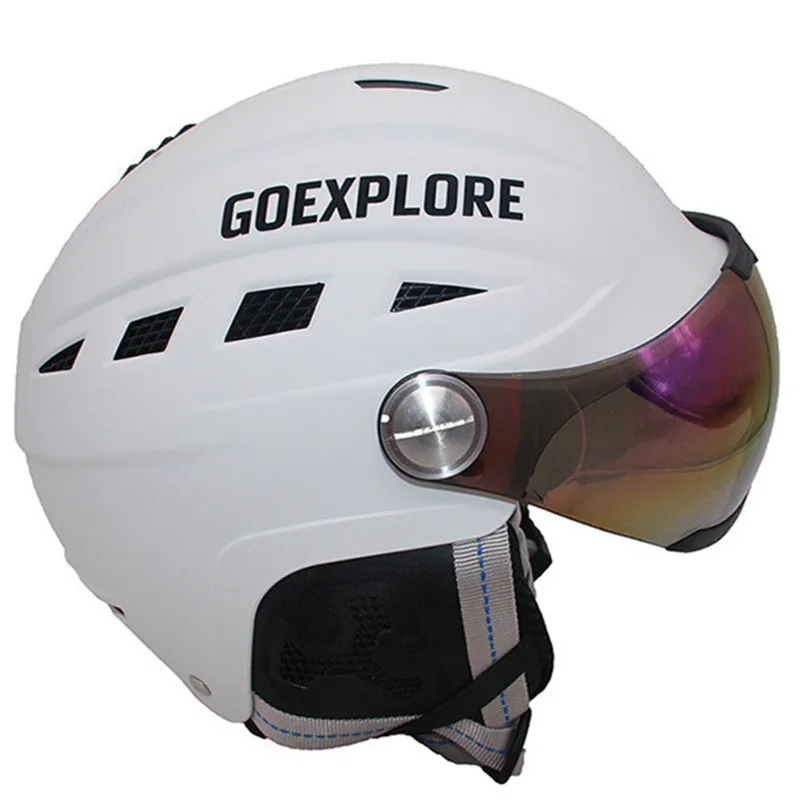 Ski Helmet Goggles Visor Men Women Snowboard Helmet Moto Snowmobile Skateboard Safety Helmet Mask Winter Warm Fleece Capacete