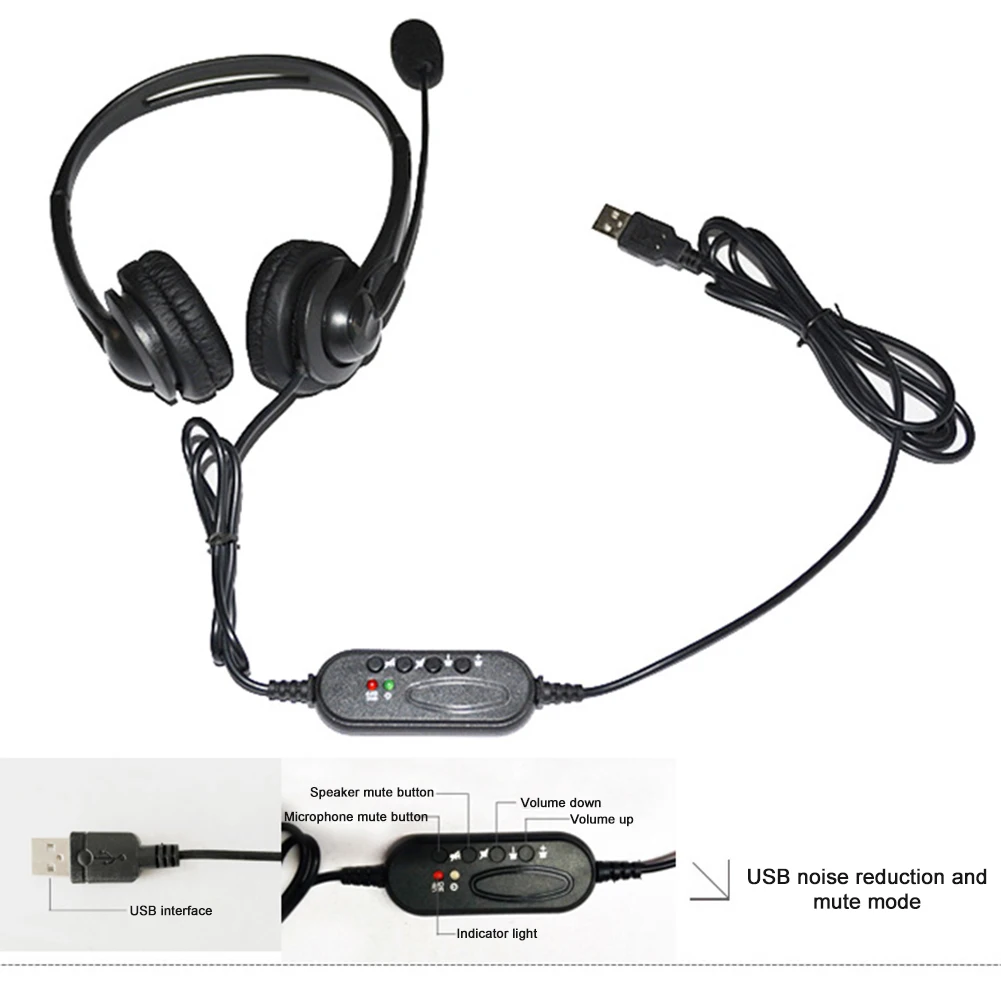 

USB Telephone/Computer Headset with Microphone Noise Cancelling and Volume Controls for Computer Laptop PC
