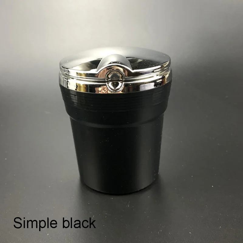 Simple black Роскошный, Кристальный, со стразами пепельница для автомобиля, пепельница, держатель с бриллиантами, портативная автомобильная пепельница, светодиодный светильник для хранения для женщин и девочек - Название цвета: Simple black