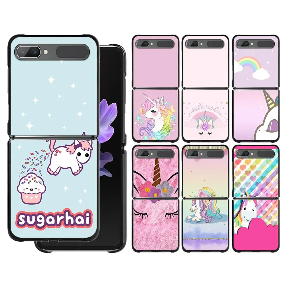 

Phone Case For Samsung Galaxy Z Flip3 z flip 3 5G PC Cases for Samsung Z Flip Cover Black Shell Hard Fundas My Unicorn Girl