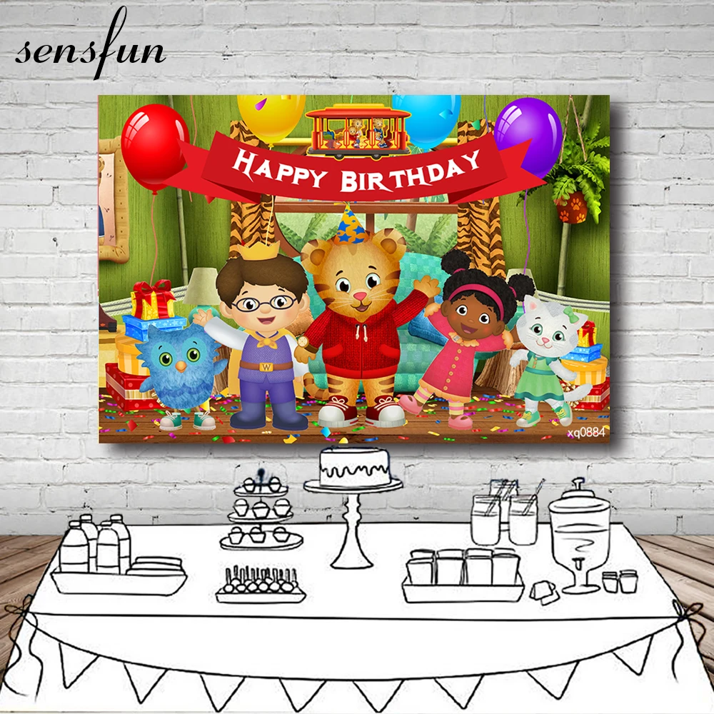 Фоны для фотосъемки Даниэль Тигр тема детский день рождения Вечеринка фоны