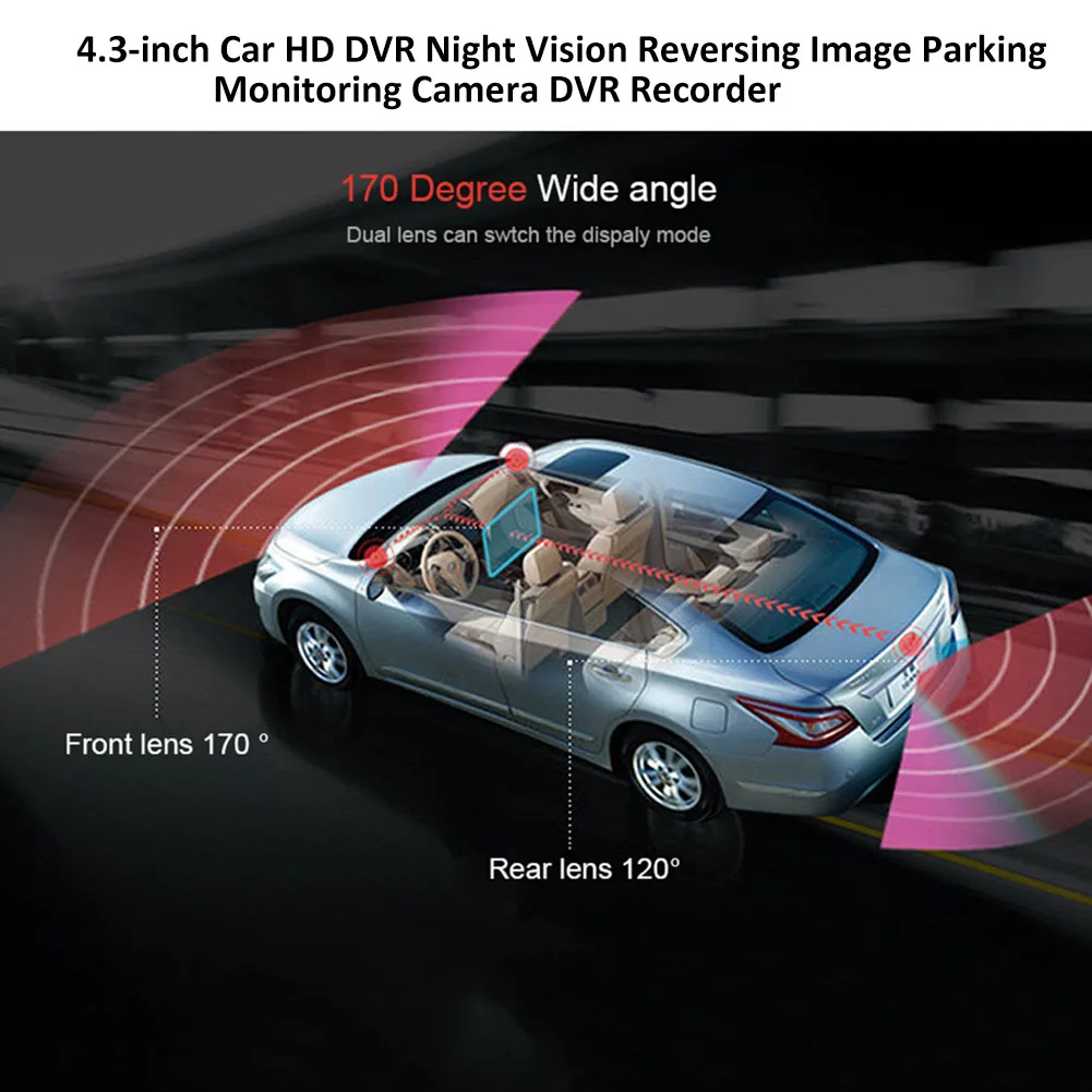 4 3 дюймов Автомобильный видеорегистратор вождения Регистраторы Двойной