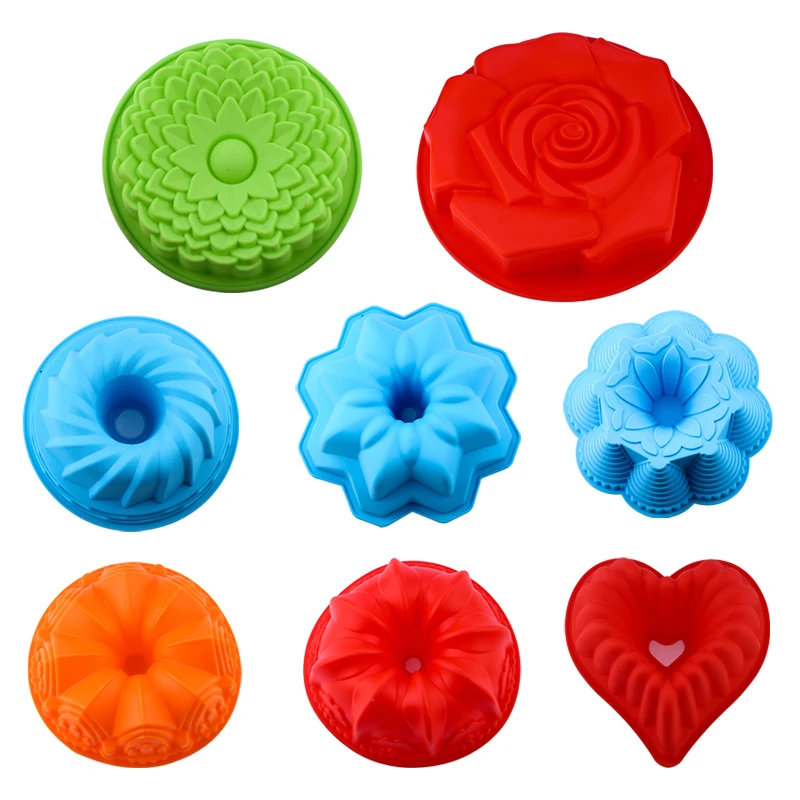 

3D Shape Random Color Silicone Pastry Cake Mold DIY Baking Dessert Mousse Cake Baking Tools Art Cake Baking Tray Tool Model